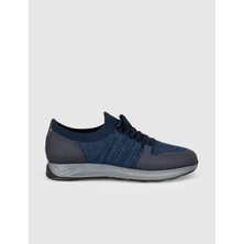 Cabani Lacivert Bağcıklı Dokulu Örgü Sneaker