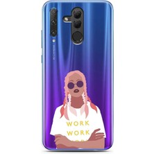 Spoyi Honor 20 Lite Pink Hair Tasarımlı Süper Şeffaf Telefon Kılıfı
