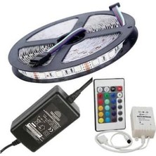Ledon LD-1606 Su Geçirmez 5 Metre RGB Şerit Led Animasyon Devreli Adaptörlü Set 5050 3 Çipli Silikonlu