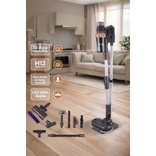 Yasomi Vion Plus V11 33Kpa H12 Hepa Mop Başlık Led Işıklı Turbo Başlık Dikey Süpürge