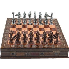 Gifthome Metal Satranç Takımı/seti;büyük,pegasus,antik,gül,sandıklı Masif Ahşap Satranç Tahtası