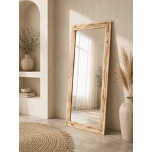 Dfn Wood Doğal Ahşap Dikdörtgen Dekoratif Duvar Salon Ofis Boy Aynası 160X70 cm
