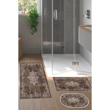 Alanur Home Eko Trend Djt 3 Lü Yıkanabilir Kaymaz Taban Banyo Paspas Seti 616 Klasik Bej