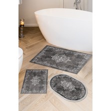 Alanur Home Eko Trend Djt 3 Lü Yıkanabilir Kaymaz Taban Banyo Paspas Seti 616 Klasik Bej