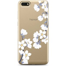 Spoyi Honor 7s Art White Flowers Tasarımlı Süper Şeffaf Telefon Kılıfı