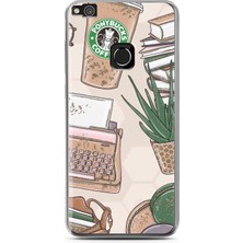 Spoyi Huawei P9 Lite 2017 Starbucks Tasarımlı Süper Şeffaf Telefon Kılıfı