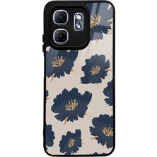 Spoyi Infinix Hot 50i  Blue Flowers Tasarımlı Glossy Telefon Kılıfı