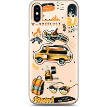 Spoyi Iphone X/xs Vintage Sticker Tasarımlı Süper Şeffaf Telefon Kılıfı
