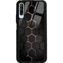 Spoyi Huawei P Smart Pro Yellow Carbon Tasarımlı Glossy Telefon Kılıfı