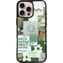 Spoyi iPhone 16 Pro Max Green Sticker Tasarımlı Glossy Telefon Kılıfı