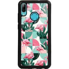 Spoyi Huawei P Smart (2019) Retro Flamingo Duvar Kağıdı Tasarımlı Glossy Telefon Kılıfı