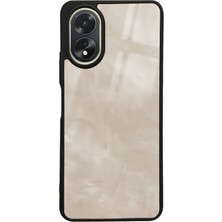 Spoyi Oppo A38 Süt Kahvesi Mermer Tasarımlı Glossy Telefon Kılıfı