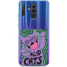 Spoyi Honor 20 Lite Çatlak Kedi Tasarımlı Süper Şeffaf Telefon Kılıfı