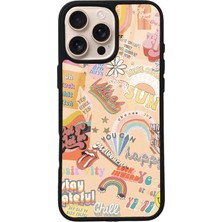 Spoyi iPhone 16 Pro Max Vintage Sticker Tasarımlı Glossy Telefon Kılıfı