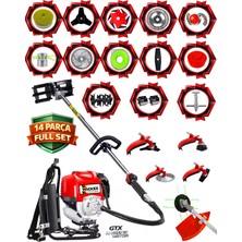 Prowackers German 14 Parça Full Set G-tech 850 Sırt Tipi Benzinli Çalı Çim Biçme Tırpanı Güçlü Yüksek Performans