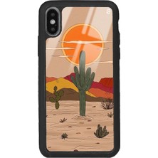 Spoyi Iphone Xs Max Retro Kaktüs Güneş Tasarımlı Glossy Telefon Kılıfı