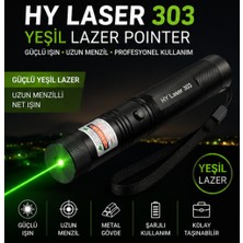 NIXCON Hy Laser 303 Şarjlı Yeşil Lazer Pointer Güçlü Işınlı Metal Gövde