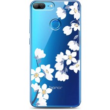 Spoyi Honor 9 Lite Art White Flowers Tasarımlı Süper Şeffaf Telefon Kılıfı