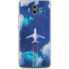 Spoyi Huawei Mate 10 Pro Gökyüzü ve Uçak Tasarımlı Süper Şeffaf Telefon Kılıfı
