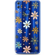 Spoyi Honor 8x Floral Tasarımlı Süper Şeffaf Telefon Kılıfı