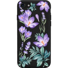 Spoyi Iphone 7 - 8 - Se Kış Çiçeği Tasarımlı Siyah Lansman Telefon Kılıfı