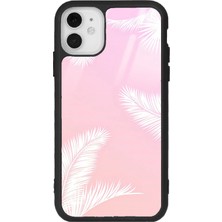 Spoyi Iphone 11 Beyaz Palmiye Tasarımlı Glossy Telefon Kılıfı