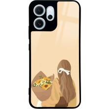 Spoyi Oppo Reno 14F Çiçekli Kız Tasarımlı Glossy Telefon Kılıfı
