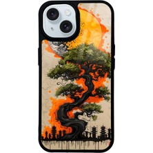 Spoyi iPhone 15 Pagoda Silhouette Tasarımlı Glossy Telefon Kılıfı