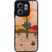 Spoyi Infinix Hot 50i Retro Kaktüs Güneş Tasarımlı Glossy Telefon Kılıfı