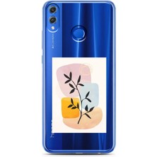 Spoyi Honor 8x Brush Leaf Tasarımlı Süper Şeffaf Telefon Kılıfı