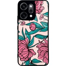 Spoyi Oppo Reno 14 Pro Fuşya Çiçekli Tasarımlı Glossy Telefon Kılıfı