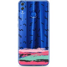 Spoyi Honor 8x Brush  Pattern Tasarımlı Süper Şeffaf Telefon Kılıfı