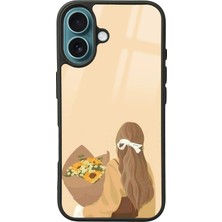 Spoyi iPhone 16 Çiçekli Kız Tasarımlı Glossy Telefon Kılıfı