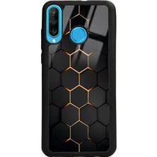 Spoyi Huawei P30 Lite Yellow Carbon Tasarımlı Glossy Telefon Kılıfı