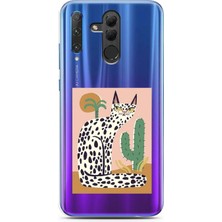 Spoyi Honor 20 Lite Mısır Kedisi Tasarımlı Süper Şeffaf Telefon Kılıfı