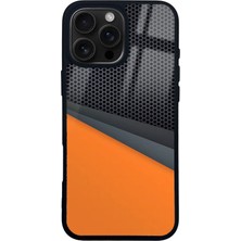 Spoyi iPhone 16 Pro Max Turuncu Çapraz Tasarımlı Glossy Telefon Kılıfı