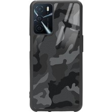 Spoyi Oppo A16 Siyah Kamuflaj Tasarımlı Glossy Telefon Kılıfı