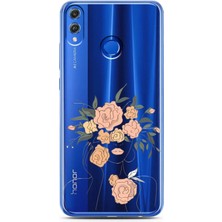 Spoyi Honor 8x Powder Flowers Tasarımlı Süper Şeffaf Telefon Kılıfı