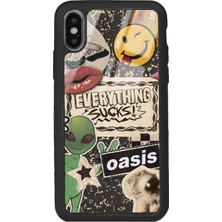 Spoyi Iphone Xs Max Retro Sticker Tasarımlı Glossy Telefon Kılıfı