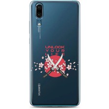 Spoyi Huawei P20 Sakura Dagger Tasarımlı Süper Şeffaf Telefon Kılıfı