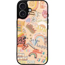 Spoyi iPhone 17 Vintage Sticker Tasarımlı Glossy Telefon Kılıfı