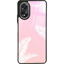 Spoyi Oppo A38 Beyaz Palmiye Tasarımlı Glossy Telefon Kılıfı