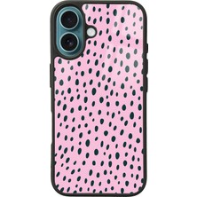 Spoyi iPhone 16 Pembe Benek Tasarımlı Glossy Telefon Kılıfı