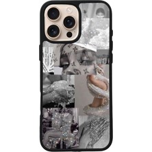 Spoyi iPhone 16 Pro Max Silver Sticker Tasarımlı Glossy Telefon Kılıfı