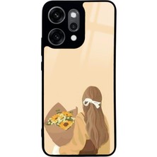 Spoyi Oppo Reno 14 Pro Çiçekli Kız Tasarımlı Glossy Telefon Kılıfı