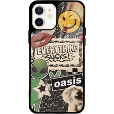 Spoyi iPhone 12 Retro Sticker Tasarımlı Glossy Telefon Kılıfı