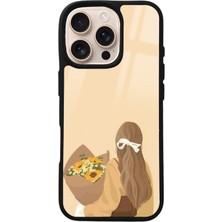 Spoyi iPhone 16 Pro Çiçekli Kız Tasarımlı Glossy Telefon Kılıfı
