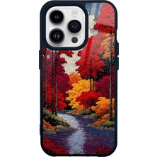 Spoyi iPhone 14 Pro Autumn Woodcut Tasarımlı Glossy Telefon Kılıfı