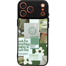 Spoyi iPhone 17 Pro Max Green Sticker Tasarımlı Glossy Telefon Kılıfı