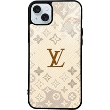 Spoyi iPhone 15 Plus Krem Lv Tasarımlı Glossy Telefon Kılıfı
